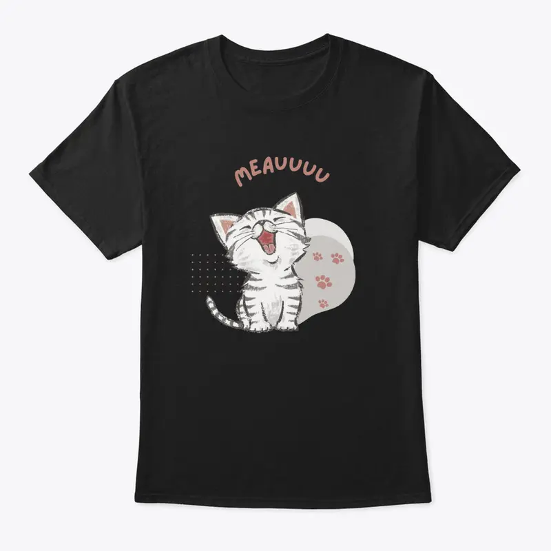 A white cat saying "meauuuu" T-Shirt