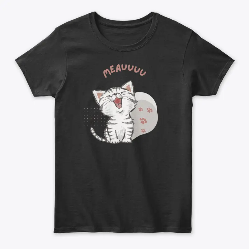 A white cat saying "meauuuu" Women's Tee